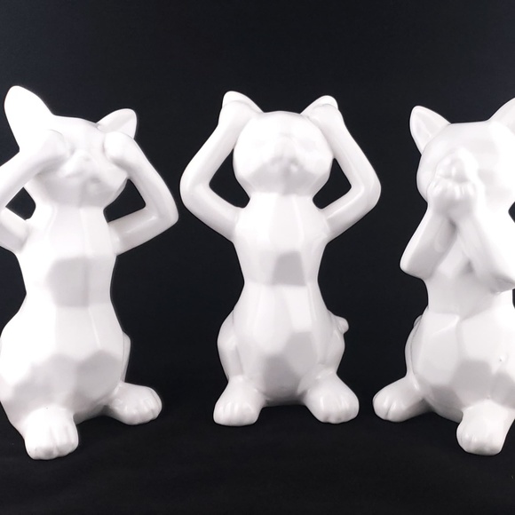 Urban Trends Other - Ceramic Geometric Sitting White Cats No Evil